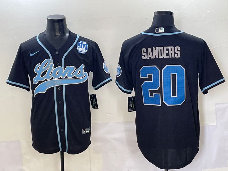 Men 2025 Detroit Lions 20 Sanders Black joint name 2024 Nike Limited NFL Jersey style 5